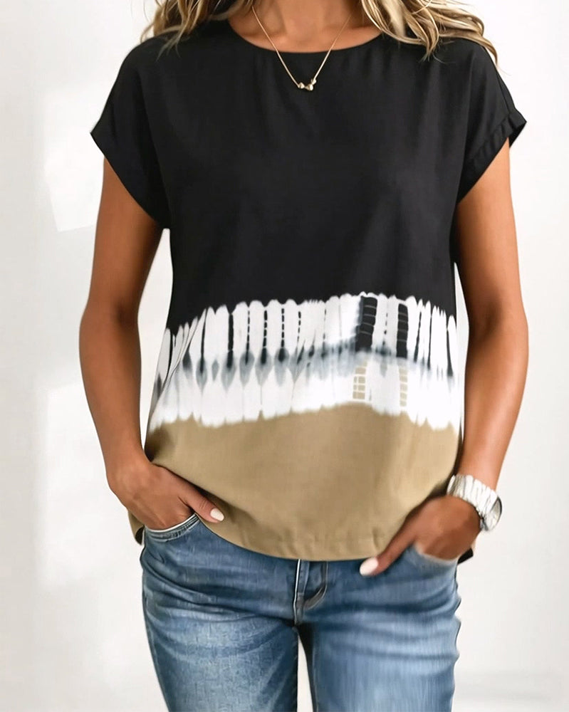 Gradient Print Casual Short Sleeve T-Shirt