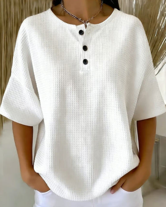 Waffle Loose Casual Top