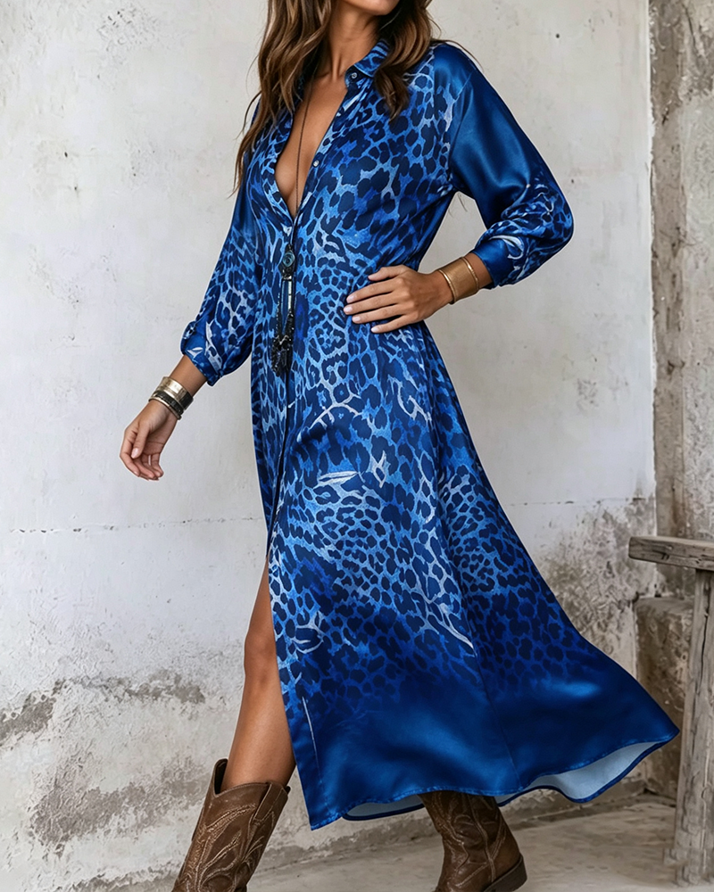 Stylish Leopard Full Skirt Dress