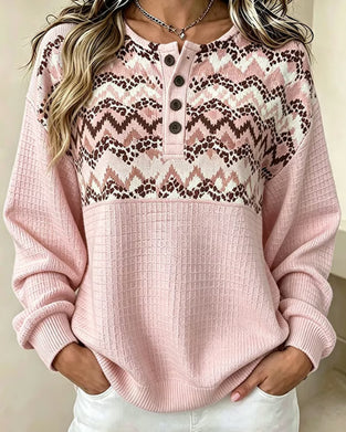 Crew Neck Waffle Casual Sweatshirt