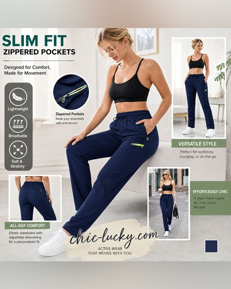 Zip Pocket Straight-Leg Pants