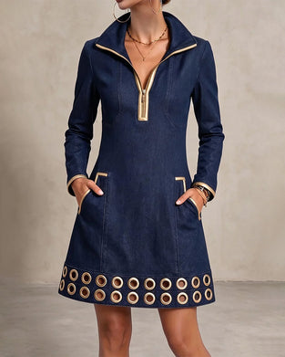 Zipper Pocket Casual Dress