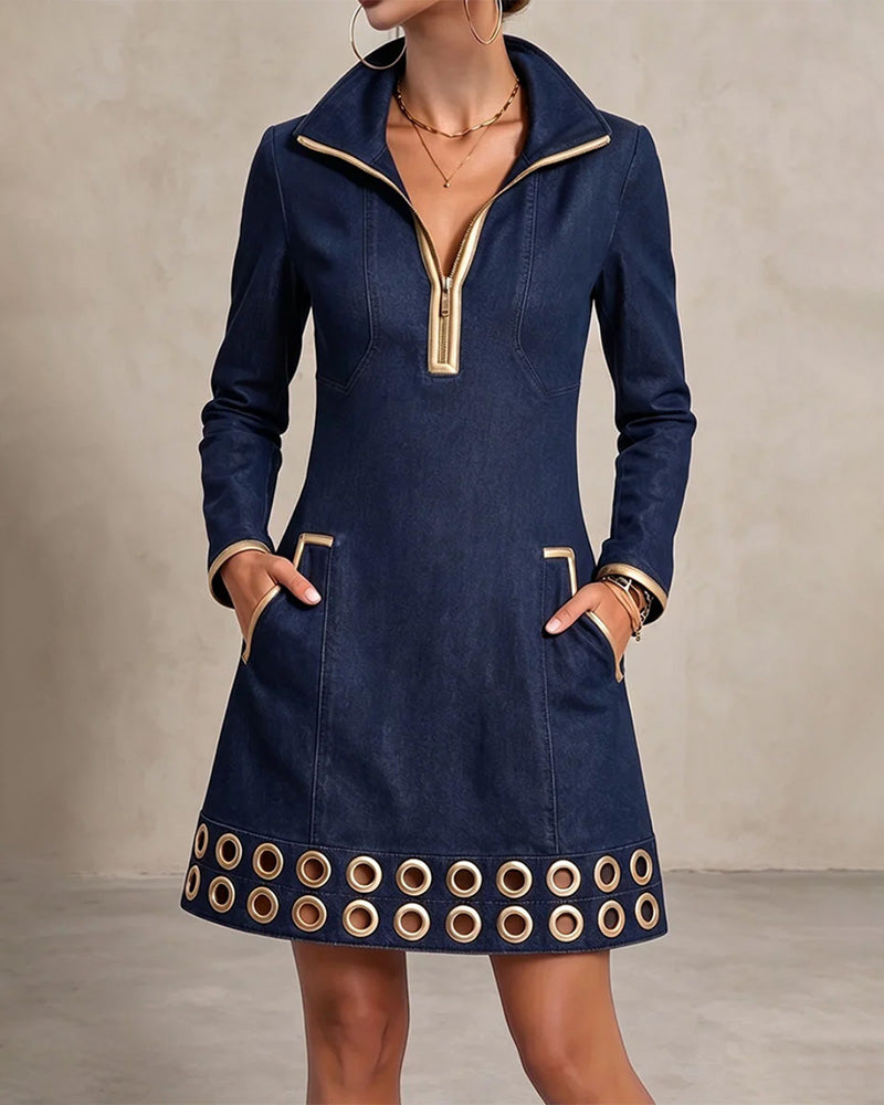 Zipper Pocket Casual Dress