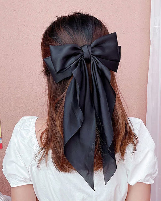 🔥Large Bow Hair Clip for Women – Wedding & Everyday Ponytail Accessory with Long Tail