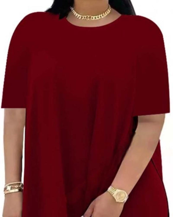 Solid Color Loose Short-Sleeve Pants Set