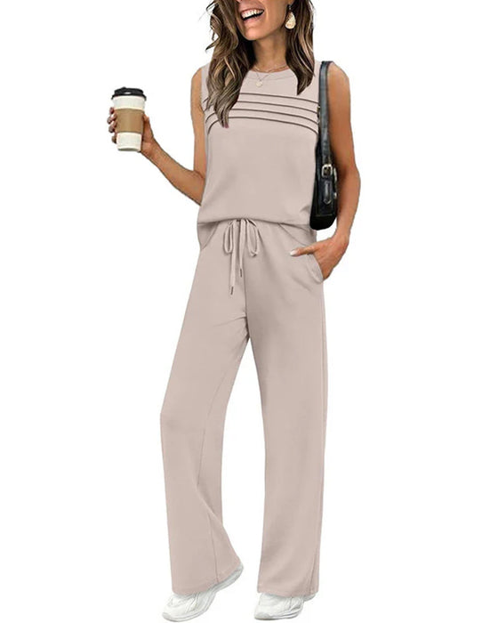 Pleated Vest Top Two-Piece Set