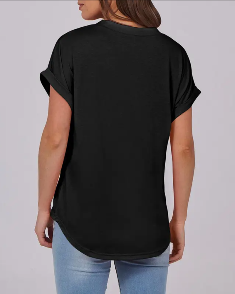 Solid V-Neck Short-Sleeve T-Shirt