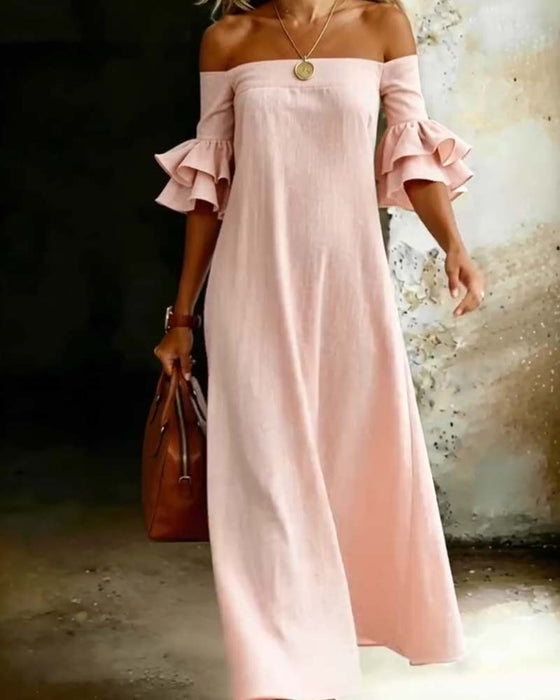 One Shoulder Ruffled Long Dress