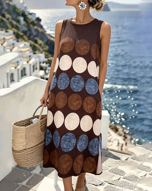 Casual Polka Dot Sleeveless Dress
