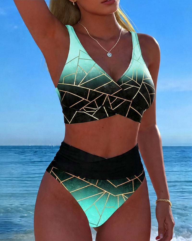 Gradient Geometric Line Bikini