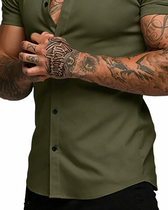 High Stretch Lapel Short Sleeve Men's Shirt