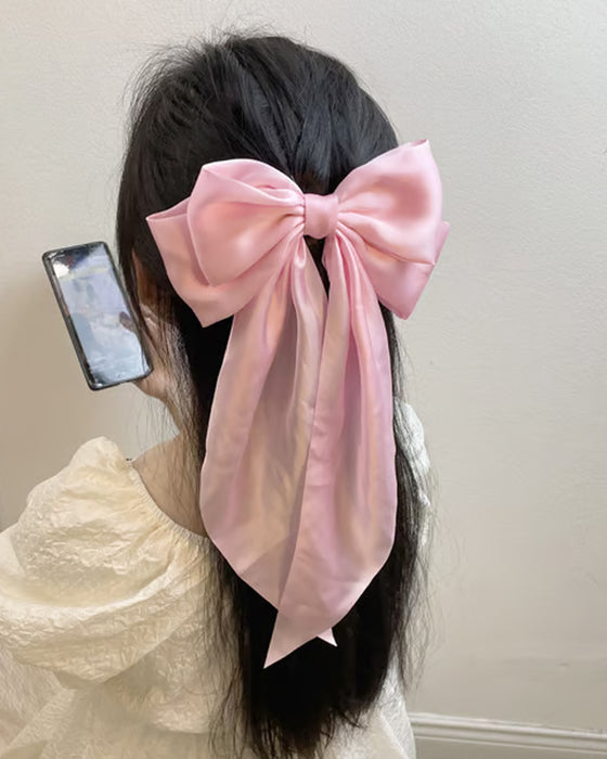🔥Large Bow Hair Clip for Women – Wedding & Everyday Ponytail Accessory with Long Tail