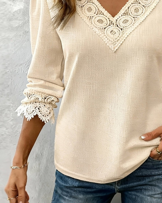 Fashionable Ruffled V-Neck Blouse