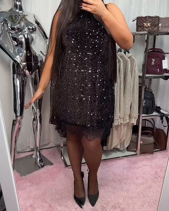 Solid Color Patchwork Dress