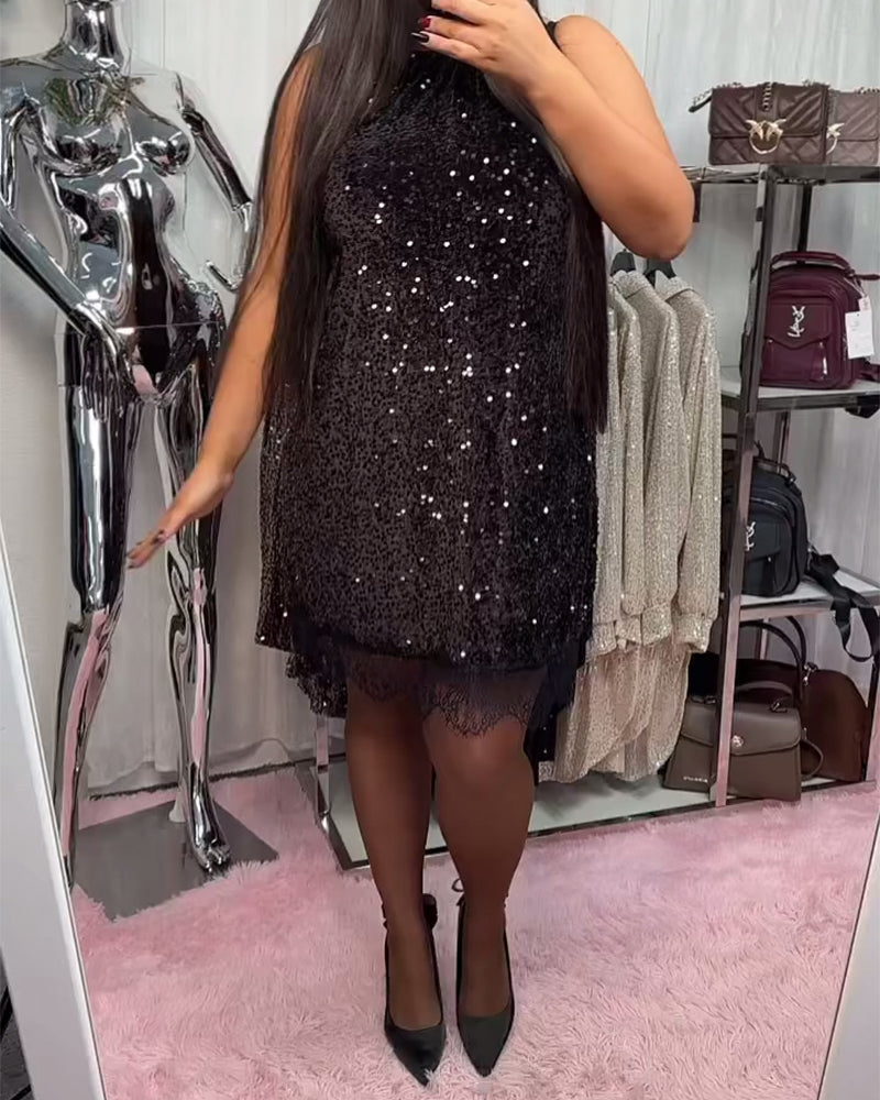 Solid Color Patchwork Dress