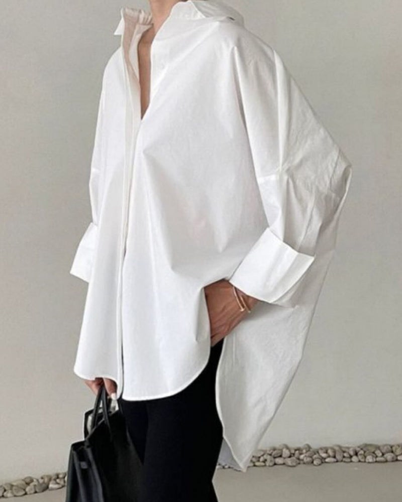 Drop-Shoulder Loose Long-Sleeve Blouse