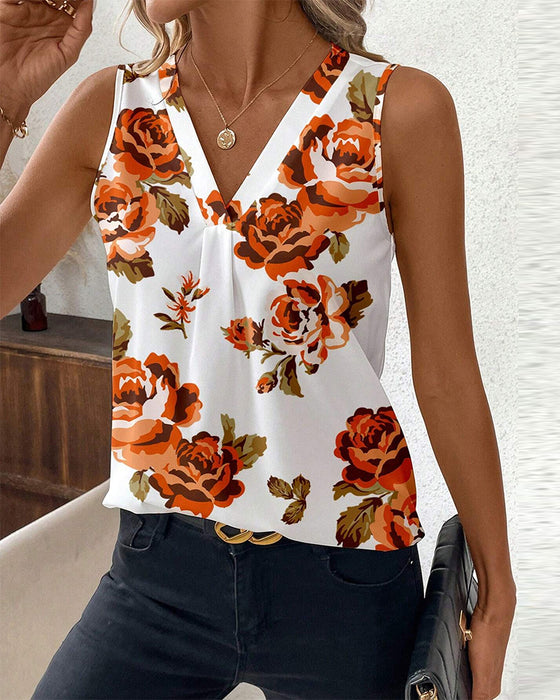 Casual sleeveless floral top
