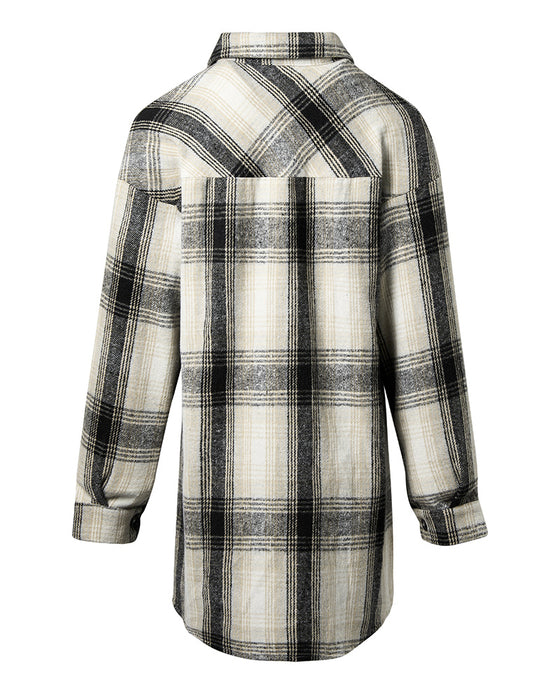 Casual plaid print pocket shirt