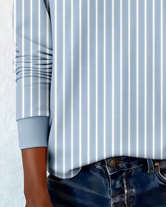 V-Neck Patchwork Denim Sweatshirt