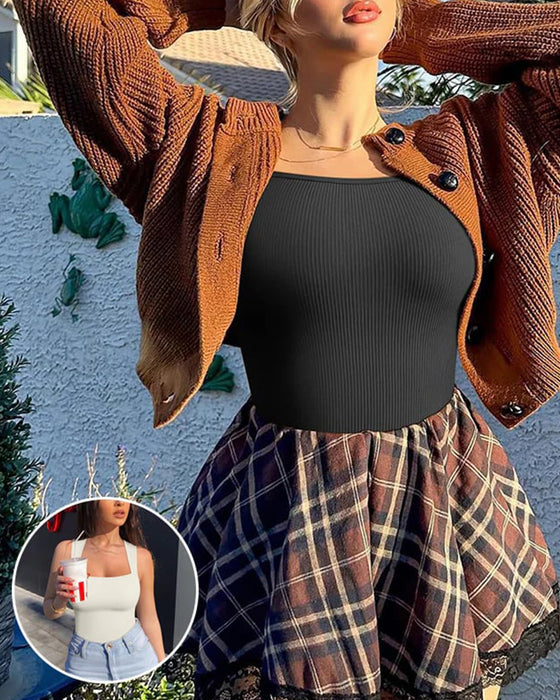 Solid color sleeveless tank bodysuit