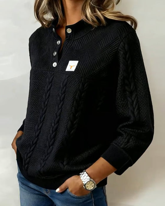 Long-Sleeved Jacquard Casual Sweatshirt