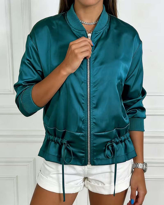 Mandarin Collar Zip Pocket Waist Coats