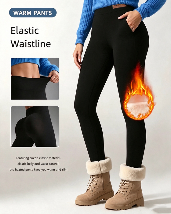 Fleece-Lined Solid Pocket Leggings