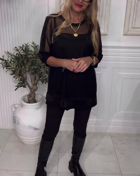 Patchwork Long Sleeve Blouse