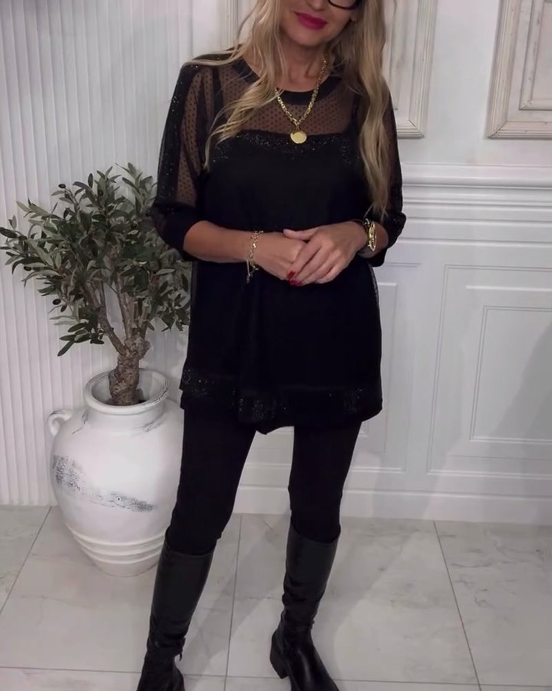 Patchwork Long Sleeve Blouse