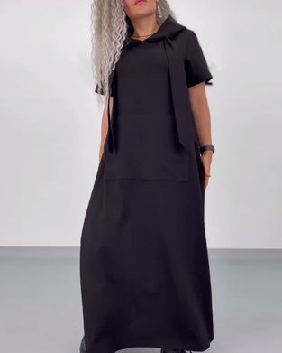 Solid Color Hooded Casual Sweater Dress