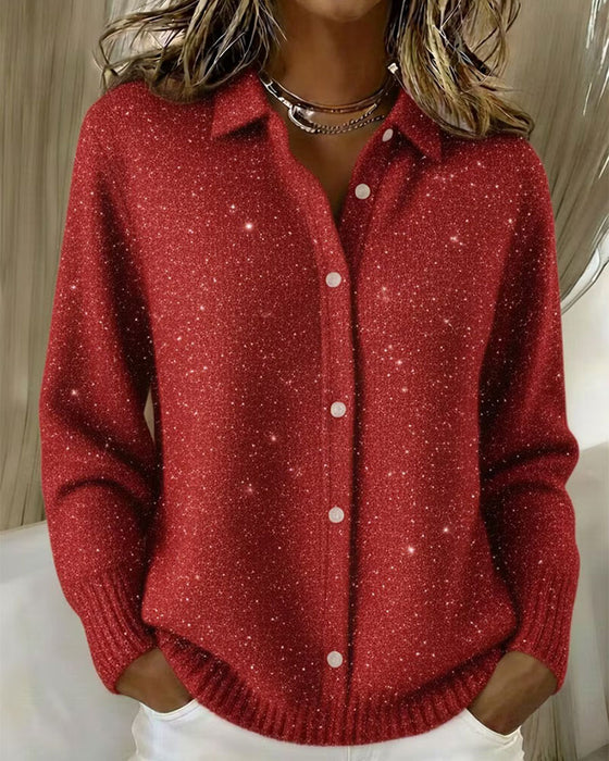 Lapel Casual Long Sleeve Cardigan