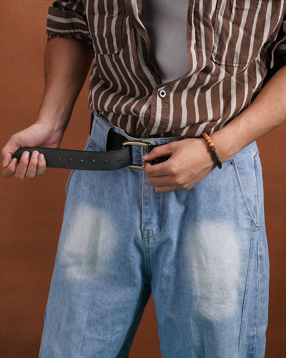 Vintage Distressed Top-Grain Leather Belt
