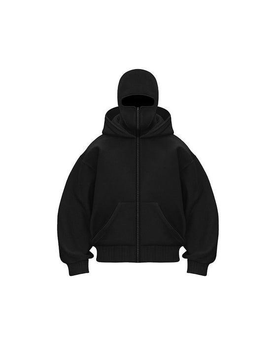 Unisex Double Hood Zip-Up Sweatshirt Coat