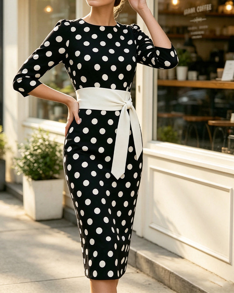 Lace Up Polka Dot Dress