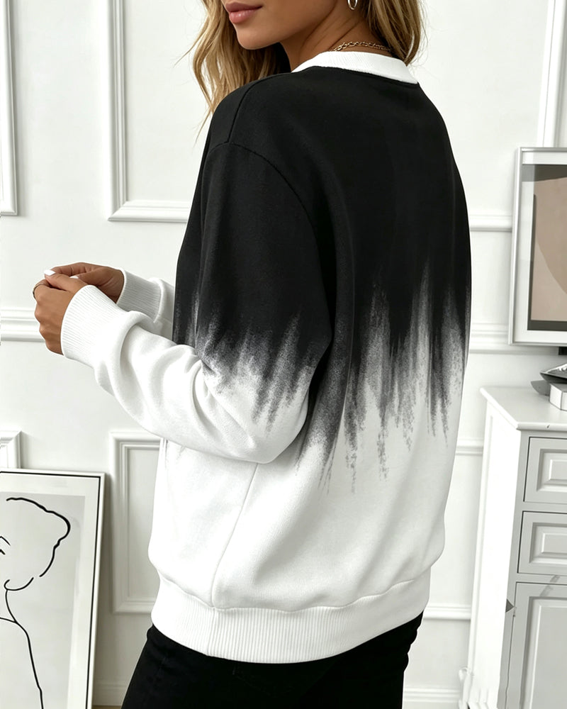 Casual Gradient Long-Sleeved Sweatshirt