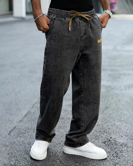 Men's Vintage Elastic Waist Wide Leg Jeans