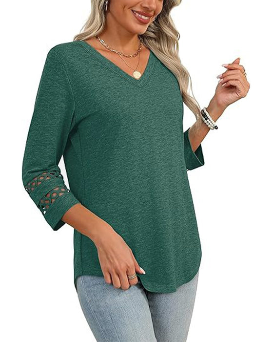 V-Neck Hollow-Out Collar T-Shirt