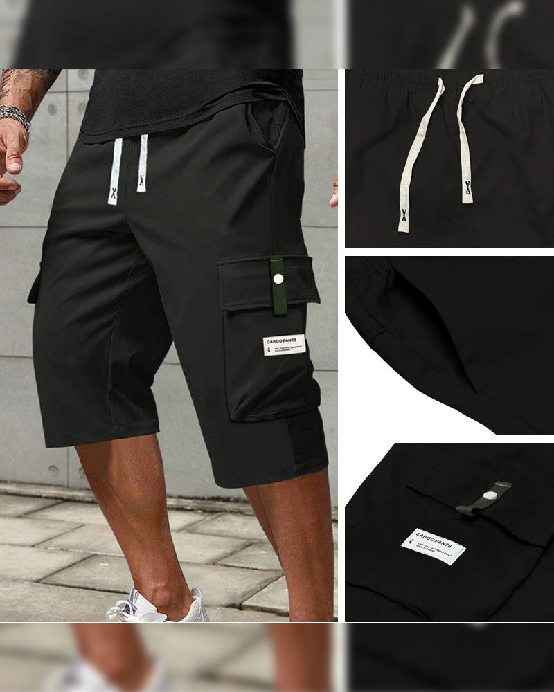 Men's Casual Drawstring Capri Cargo Pants