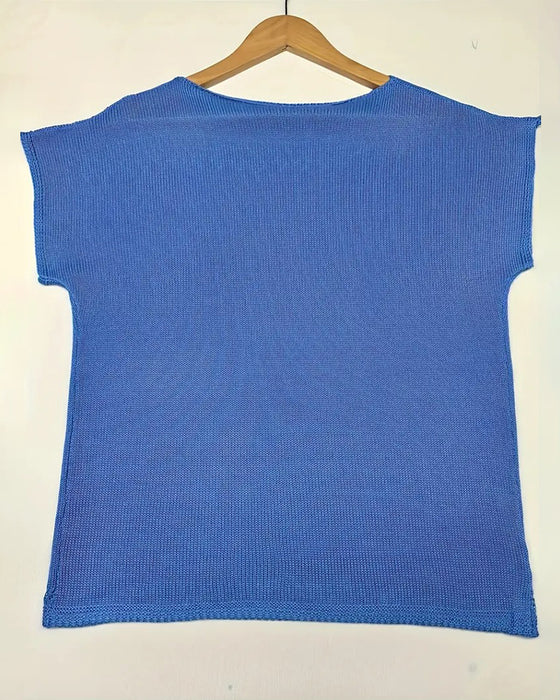 Casual Short-Sleeved Solid Color Sweater