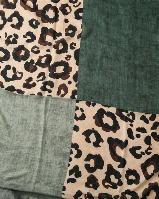 Women's Leopard Patchwork Print Fringe Shawl Scarf