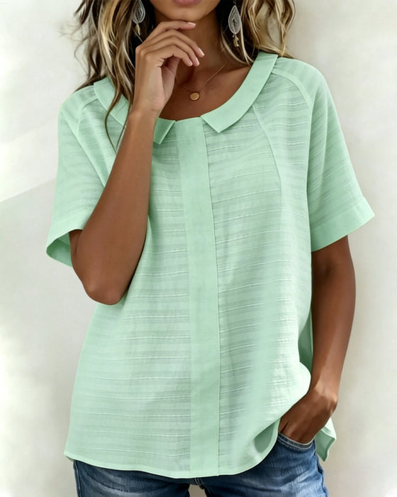 Textured Peter Pan Collar Blouse