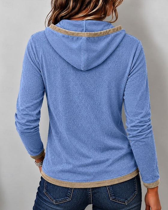 Drawstring Contrasting Slim Fit Top