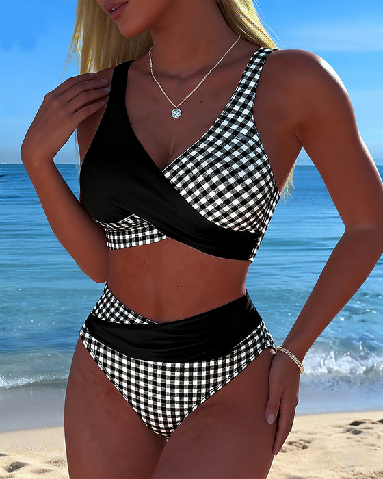 Plaid Patchwork Bikini