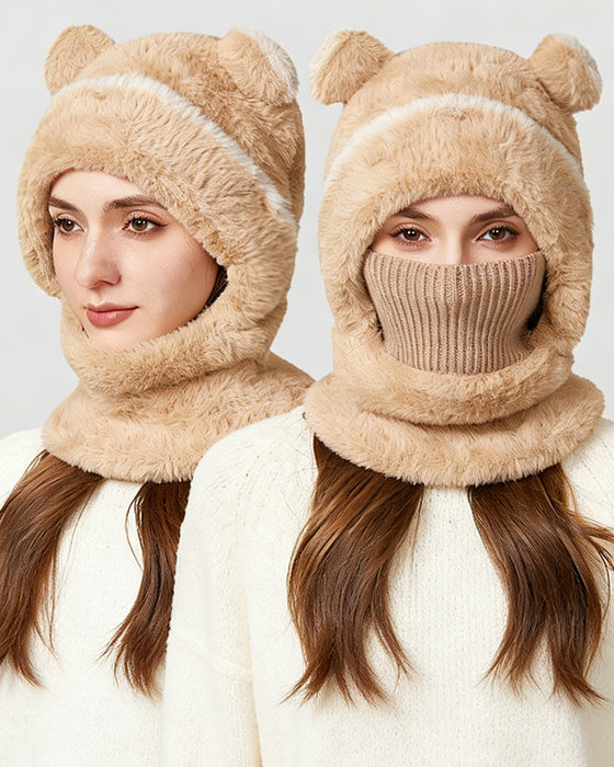 Autumn And Winter Integrated Warm Knitted Hat