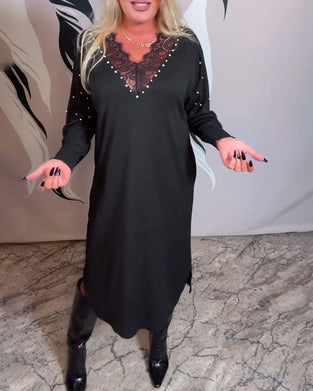 Lace V-Neck Fashion Dress