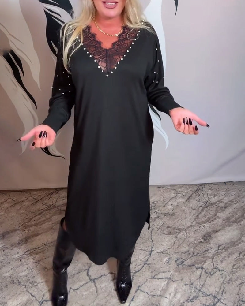 Lace V-Neck Fashion Dress