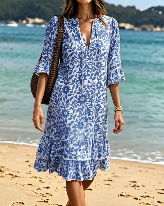 Half Sleeve Ruffle Dress