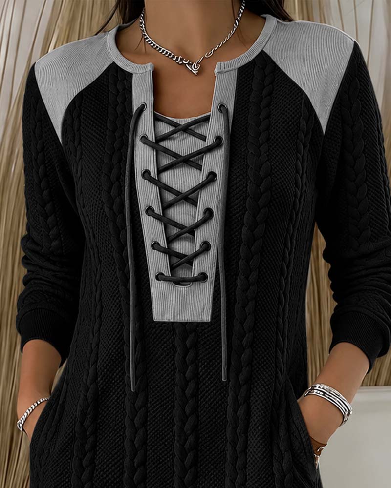 Tie Fashion Color Block Dress