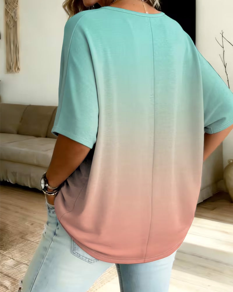 Bohemian V-Neck Ombre Top