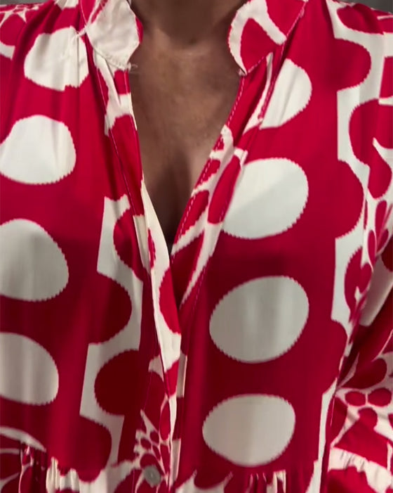 V-Neck Loose Plus Size Floral Print Dress